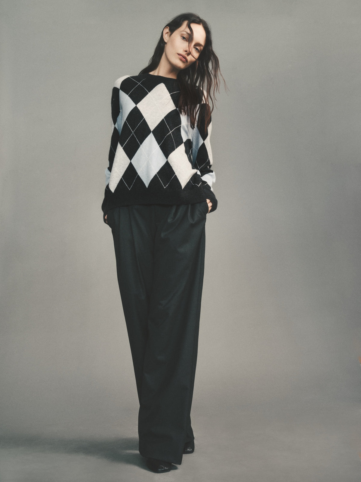 Cashmere Argyle Sweater | Blue Grey Argyle