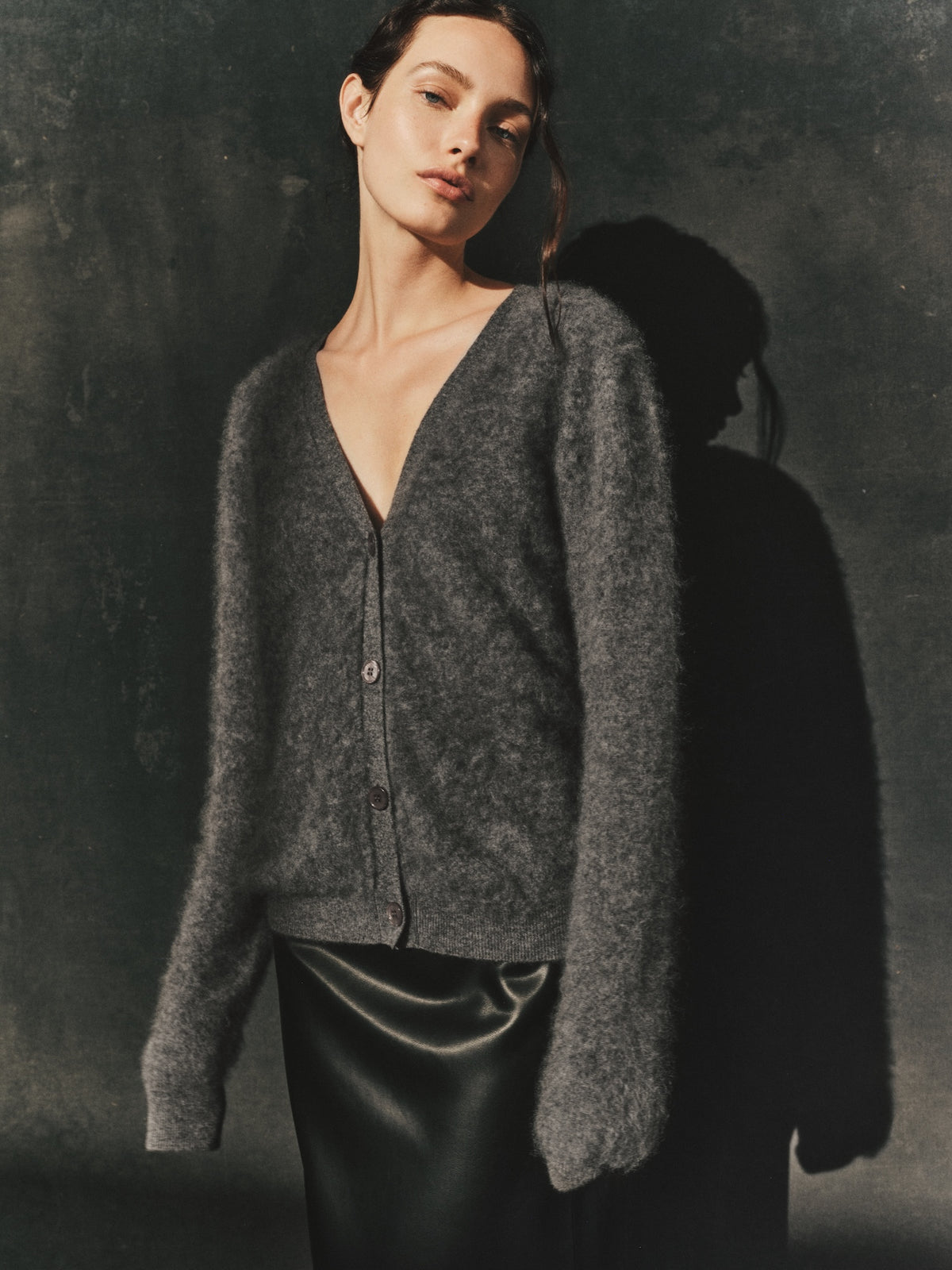 Mink Wash Cashmere Cardigan | Pewter