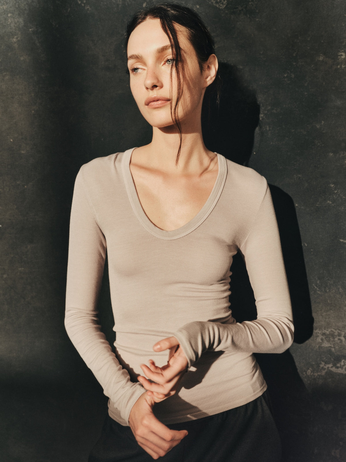 Fluid Silk Rib Essential U | Light Grey