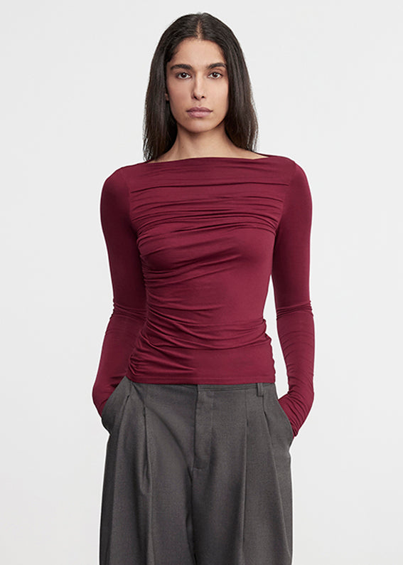 Fluid Jersey Draped Boatneck | Barolo
