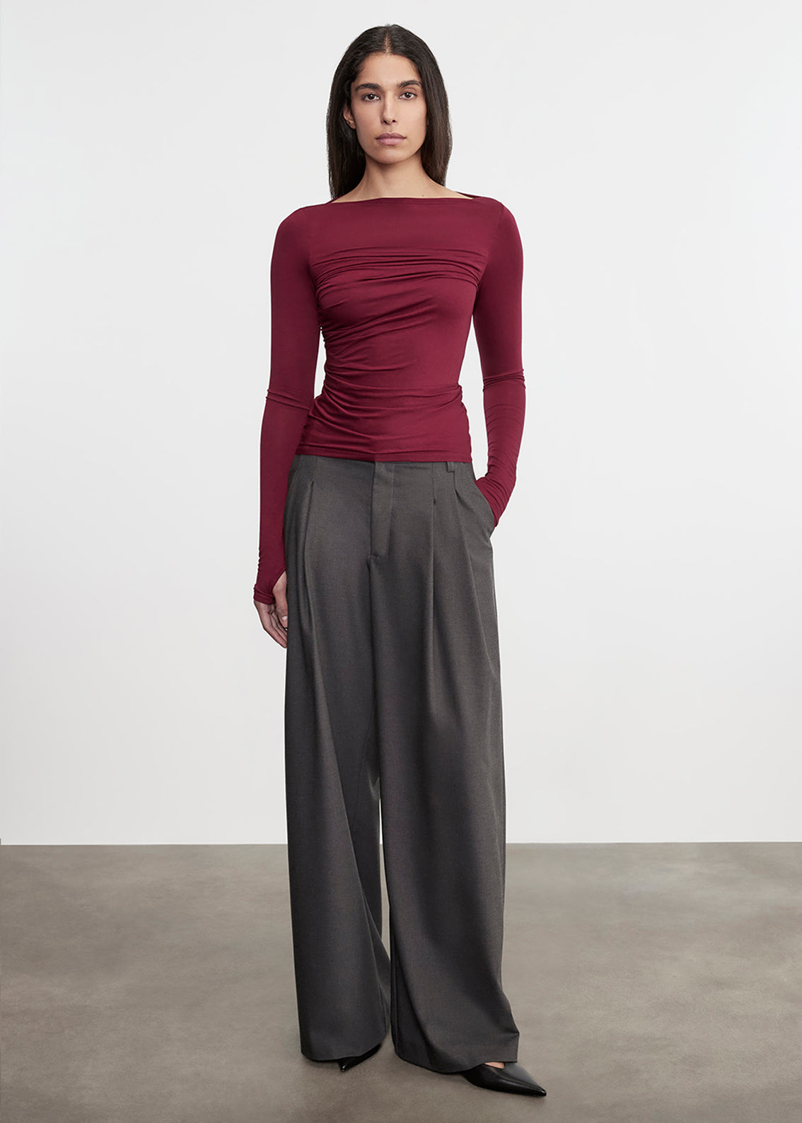 Fluid Jersey Draped Boatneck | Barolo