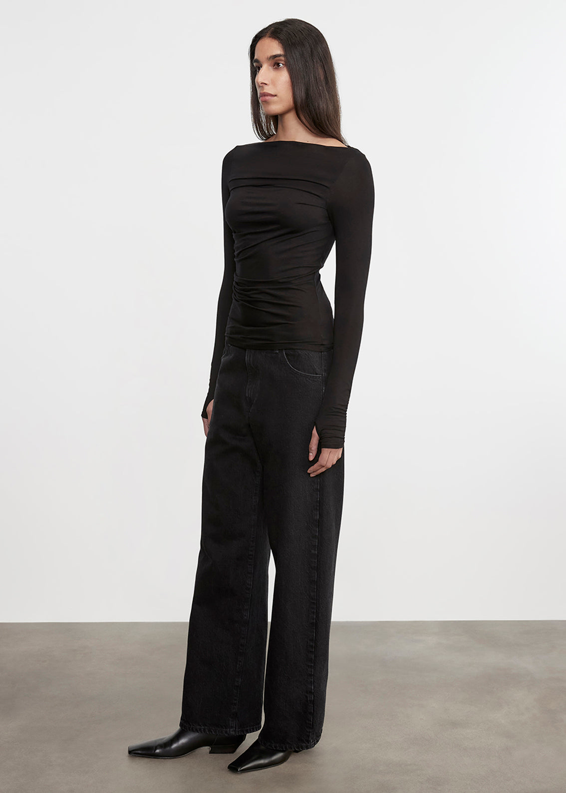 Fluid Jersey Draped Boatneck | Black