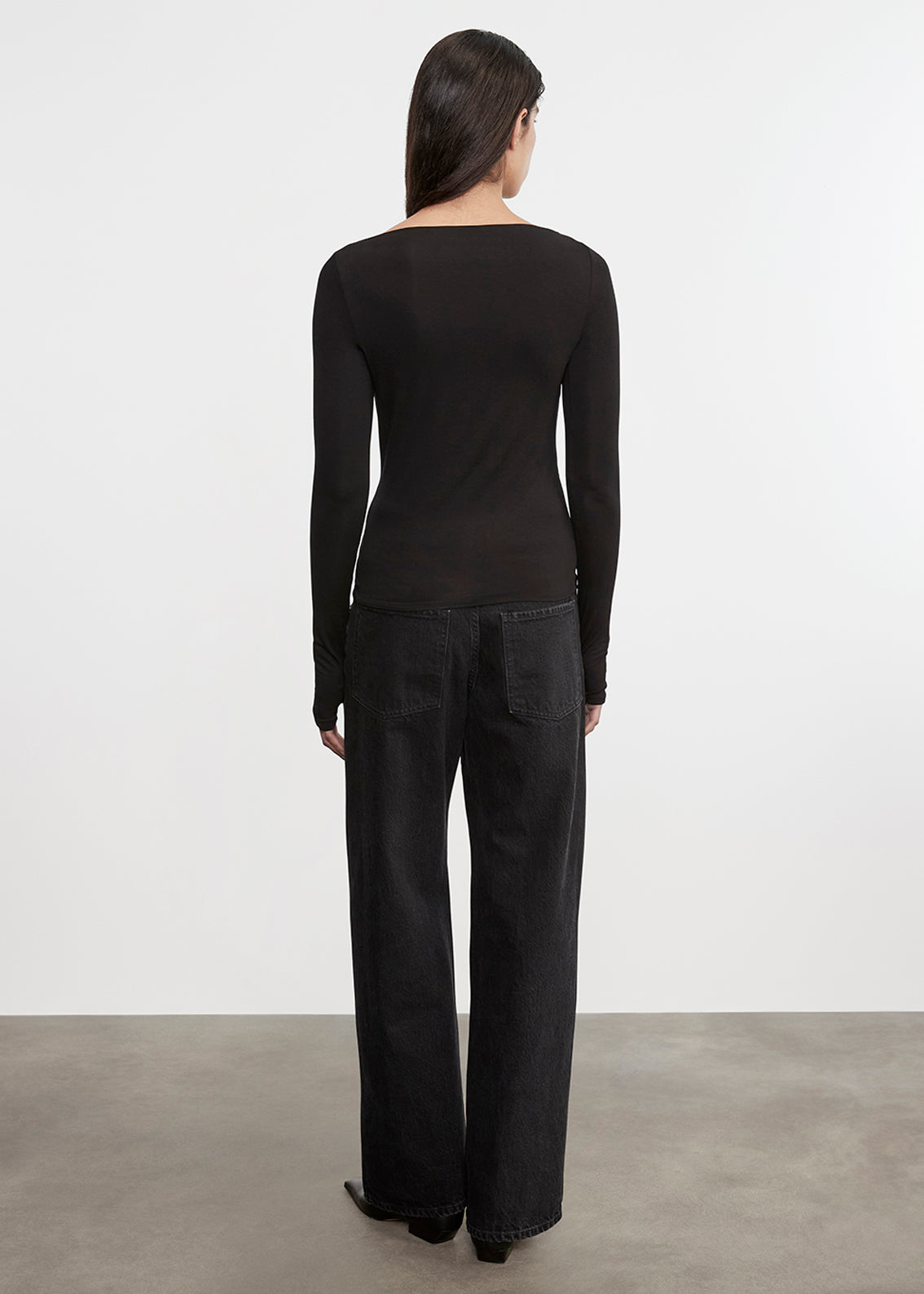 Fluid Jersey Draped Boatneck | Black