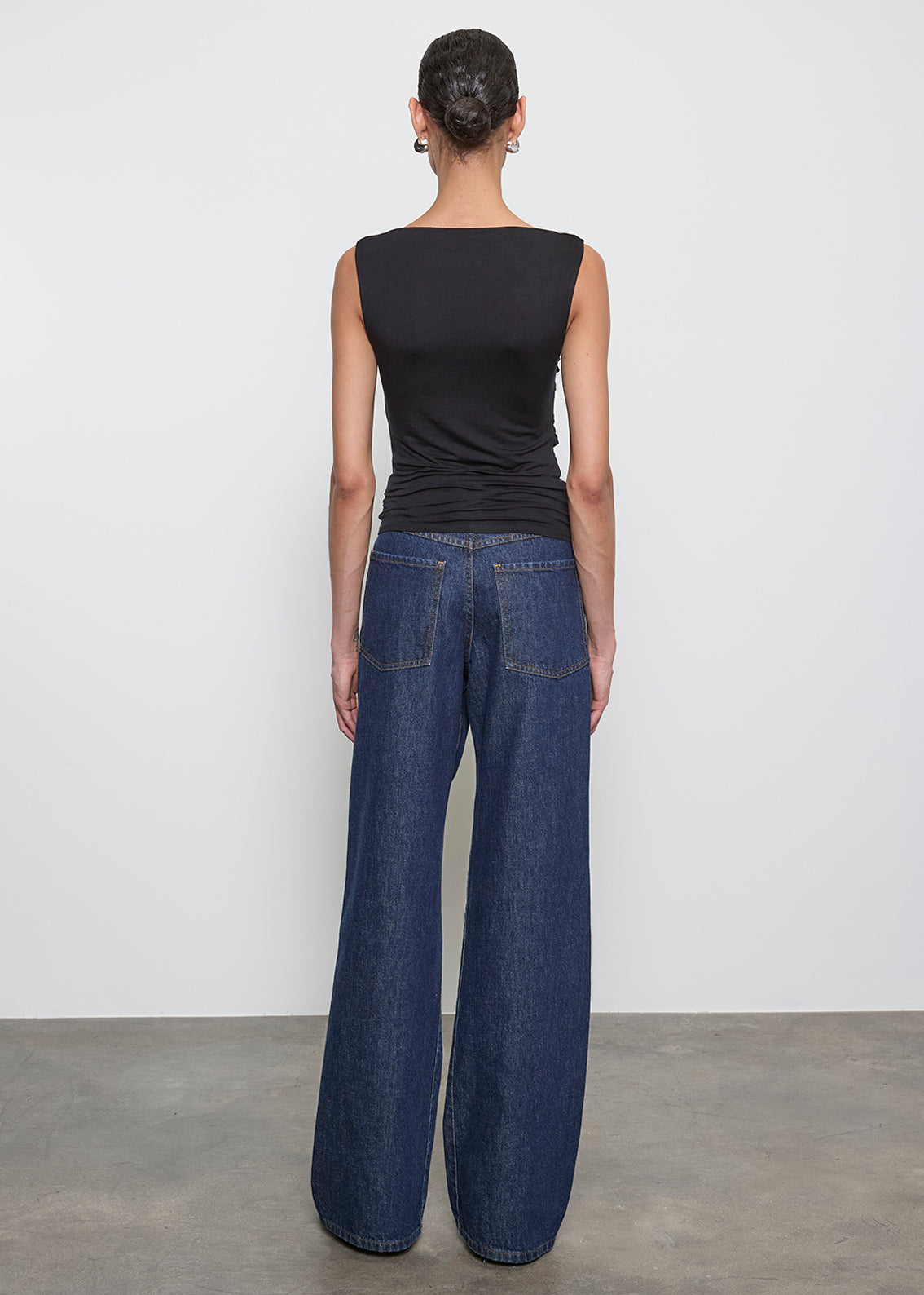 Fluid Jersey Sleeveless Draped Boatneck | Black
