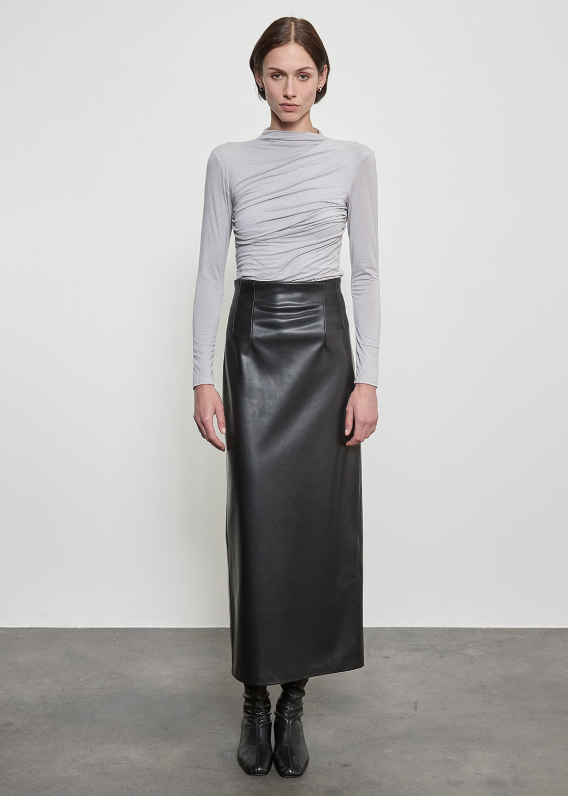 Fluid Jersey Twist Top | Light Grey