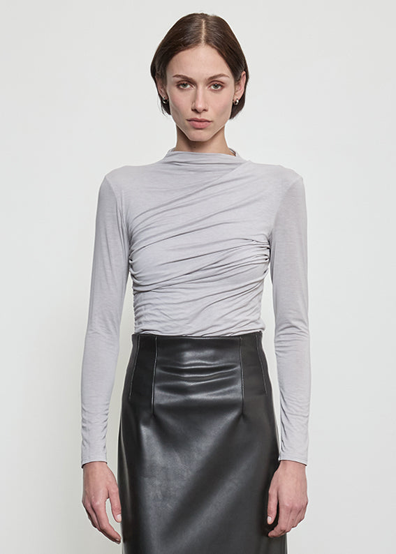 Fluid Jersey Twist Top | Light Grey