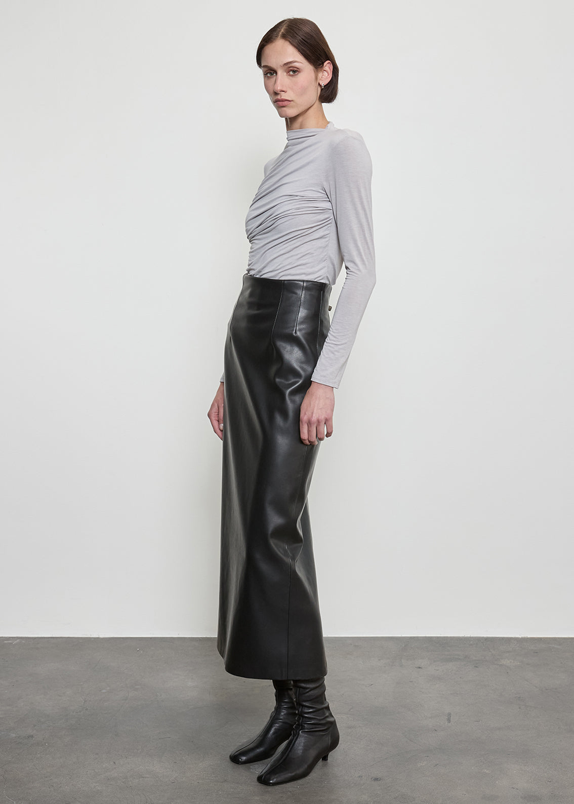 Fluid Jersey Twist Top | Light Grey