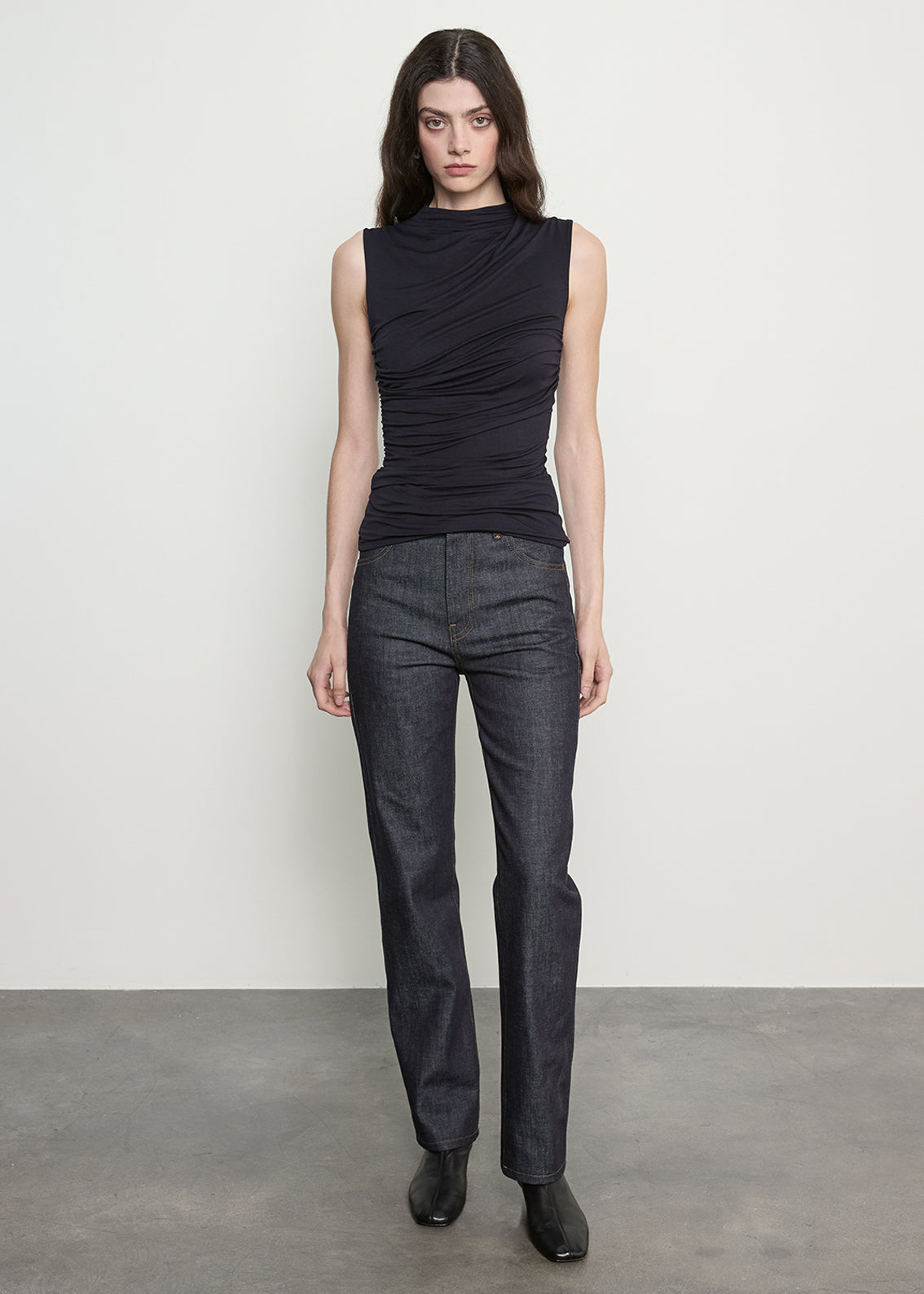 Fluid Jersey Sleeveless Twist Top | Ink