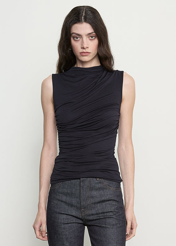 Fluid Jersey Sleeveless Twist Top | Ink