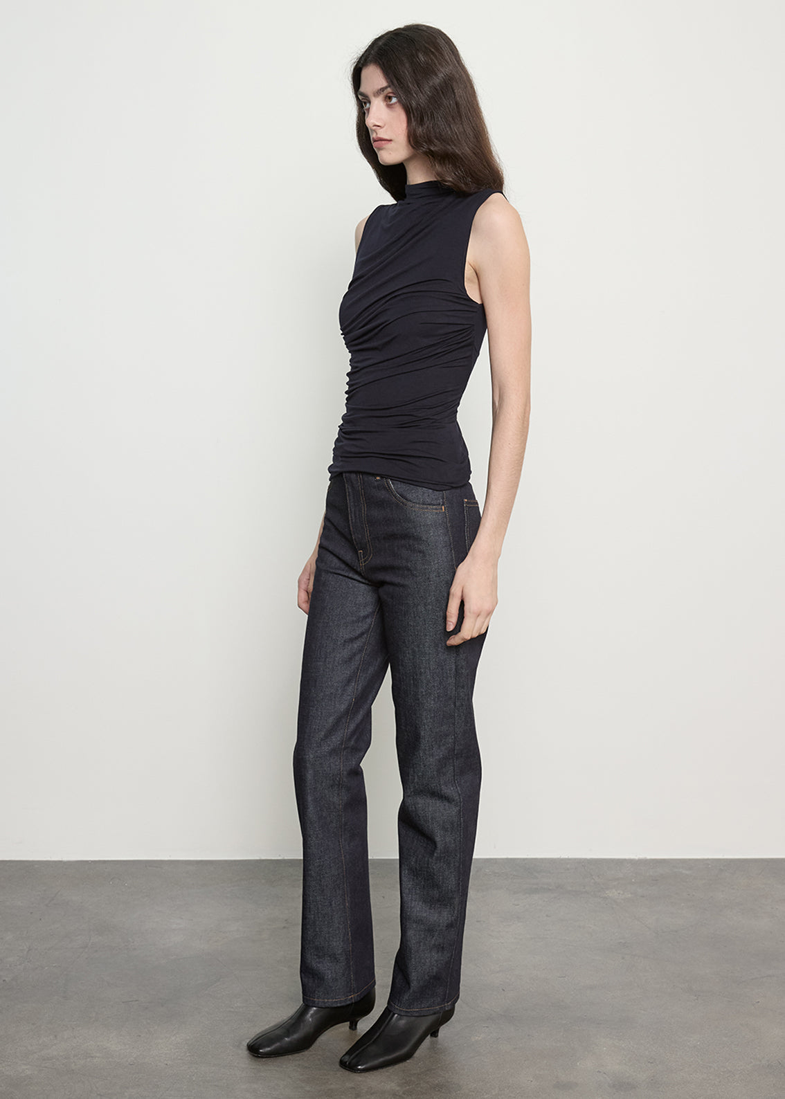 Fluid Jersey Sleeveless Twist Top | Ink