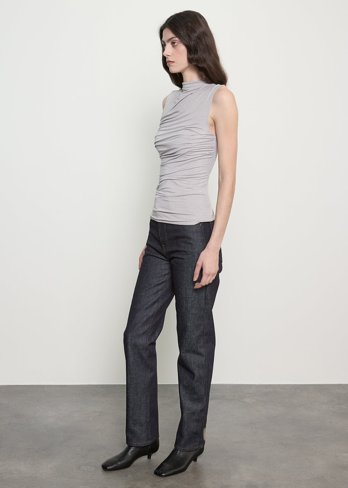 Fluid Jersey Sleeveless Twist Top | Light Grey