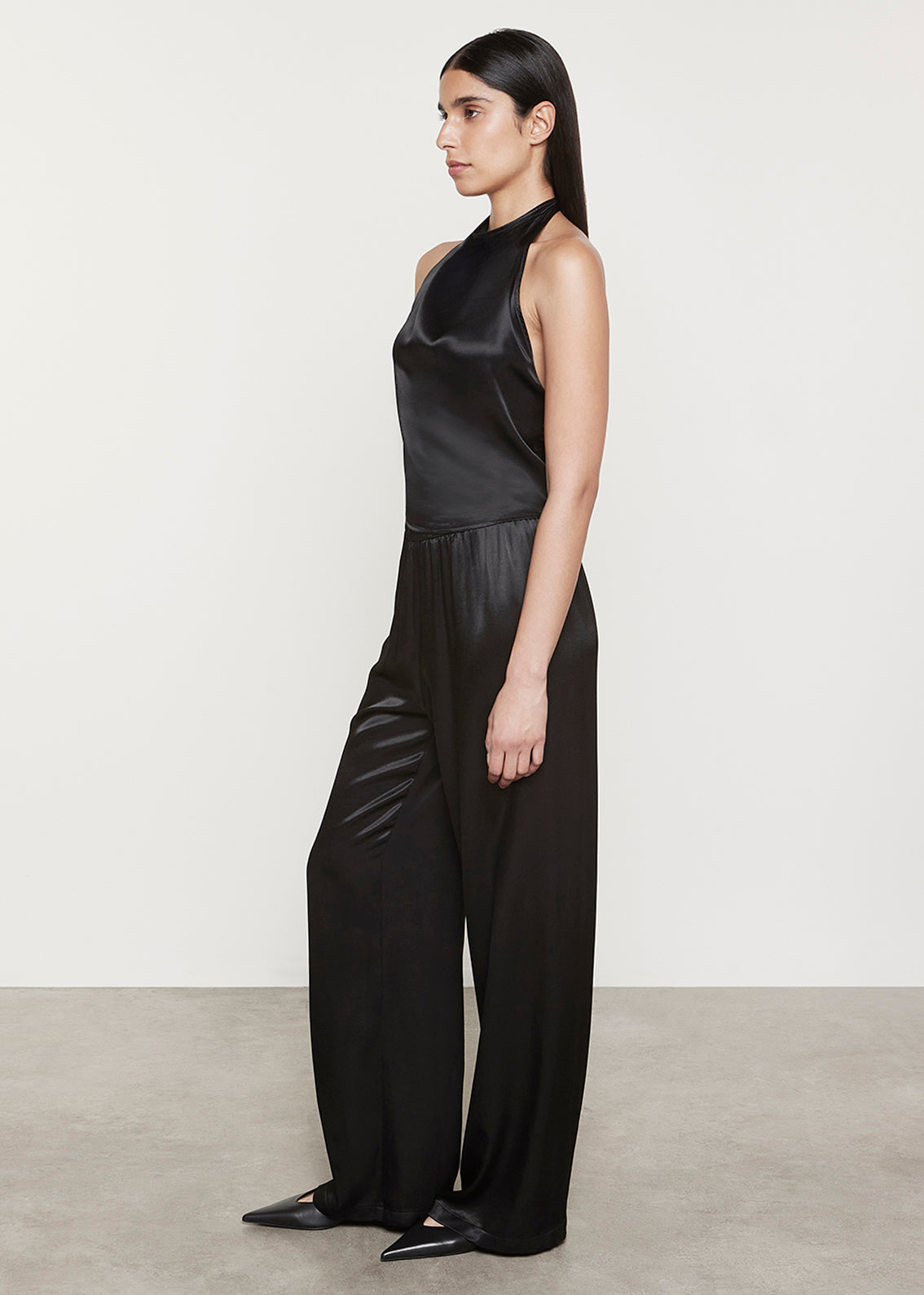 Satin Wide Leg Pant | Black