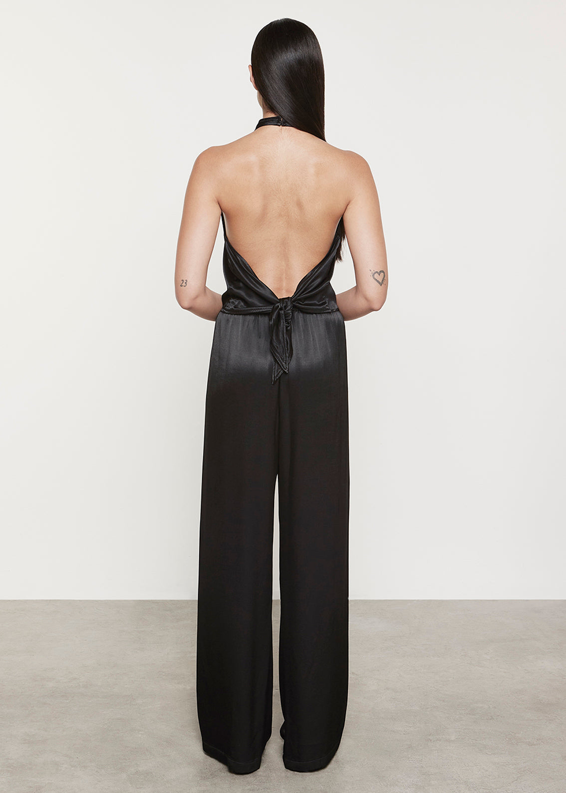 Satin Wide Leg Pant | Black