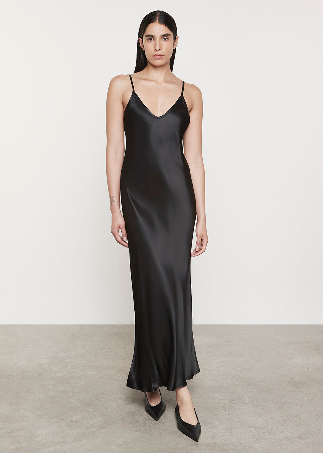 Bias Cut Slip Dress | Black