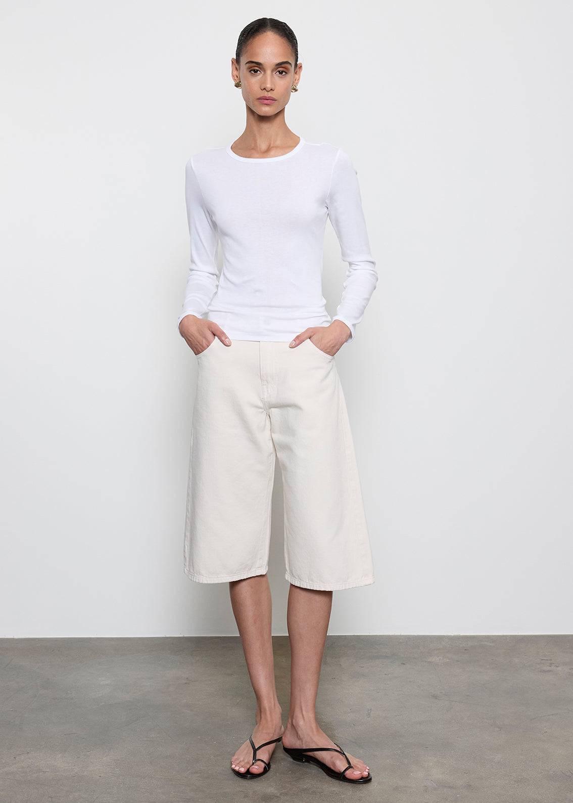 Fine Supima Cotton L/S Crew | White