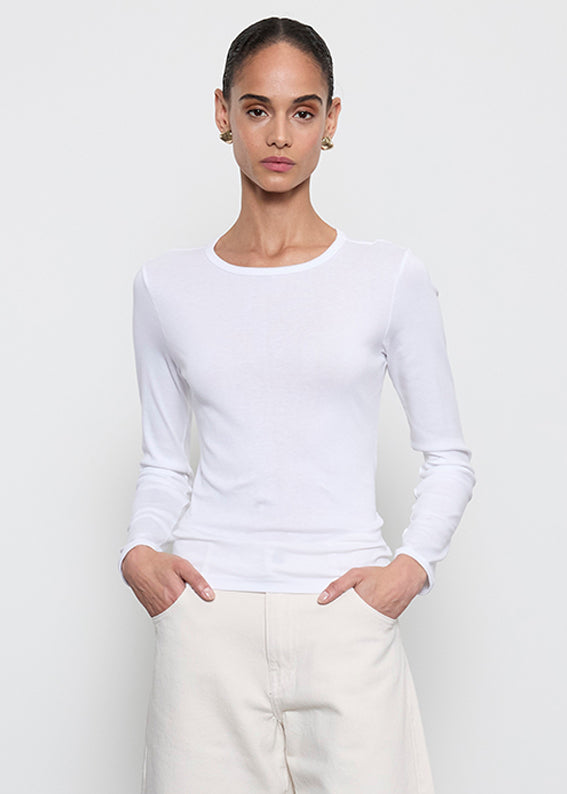 Fine Supima Cotton L/S Crew | White