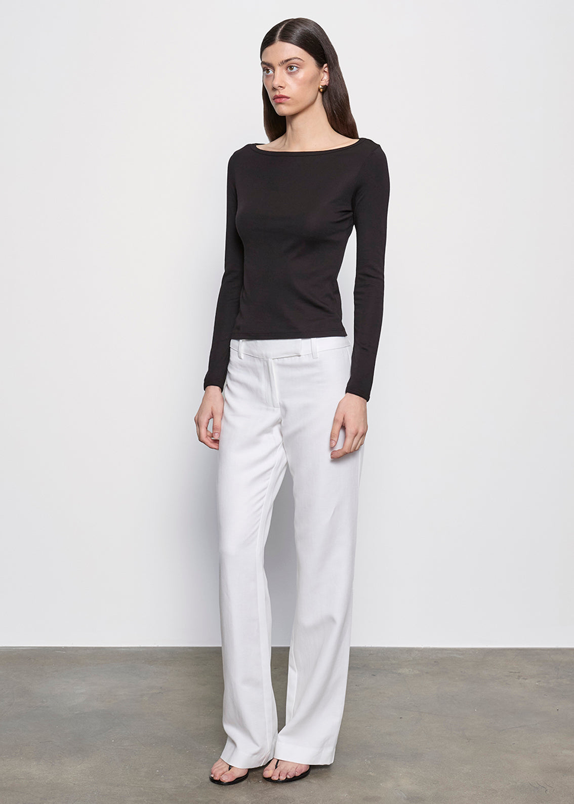 Fine Supima Cotton L/S Boatneck | Black