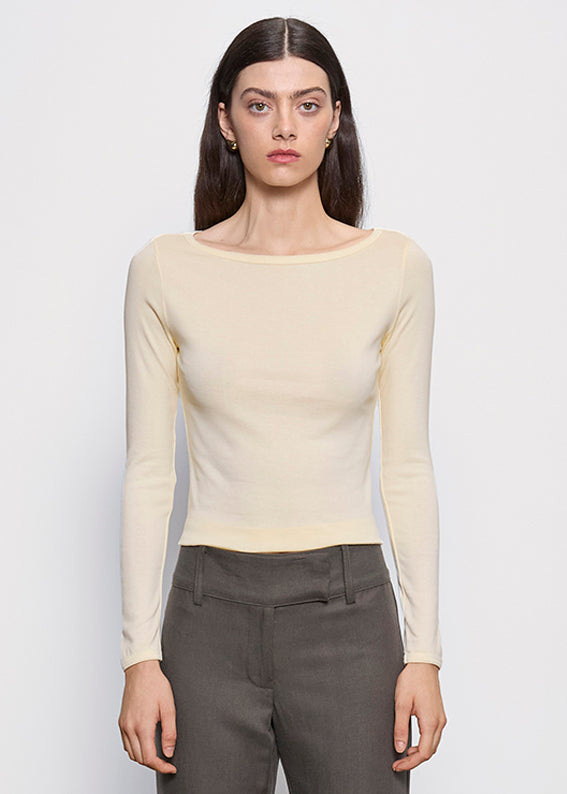 Fine Supima Cotton L/S Boatneck | Flan