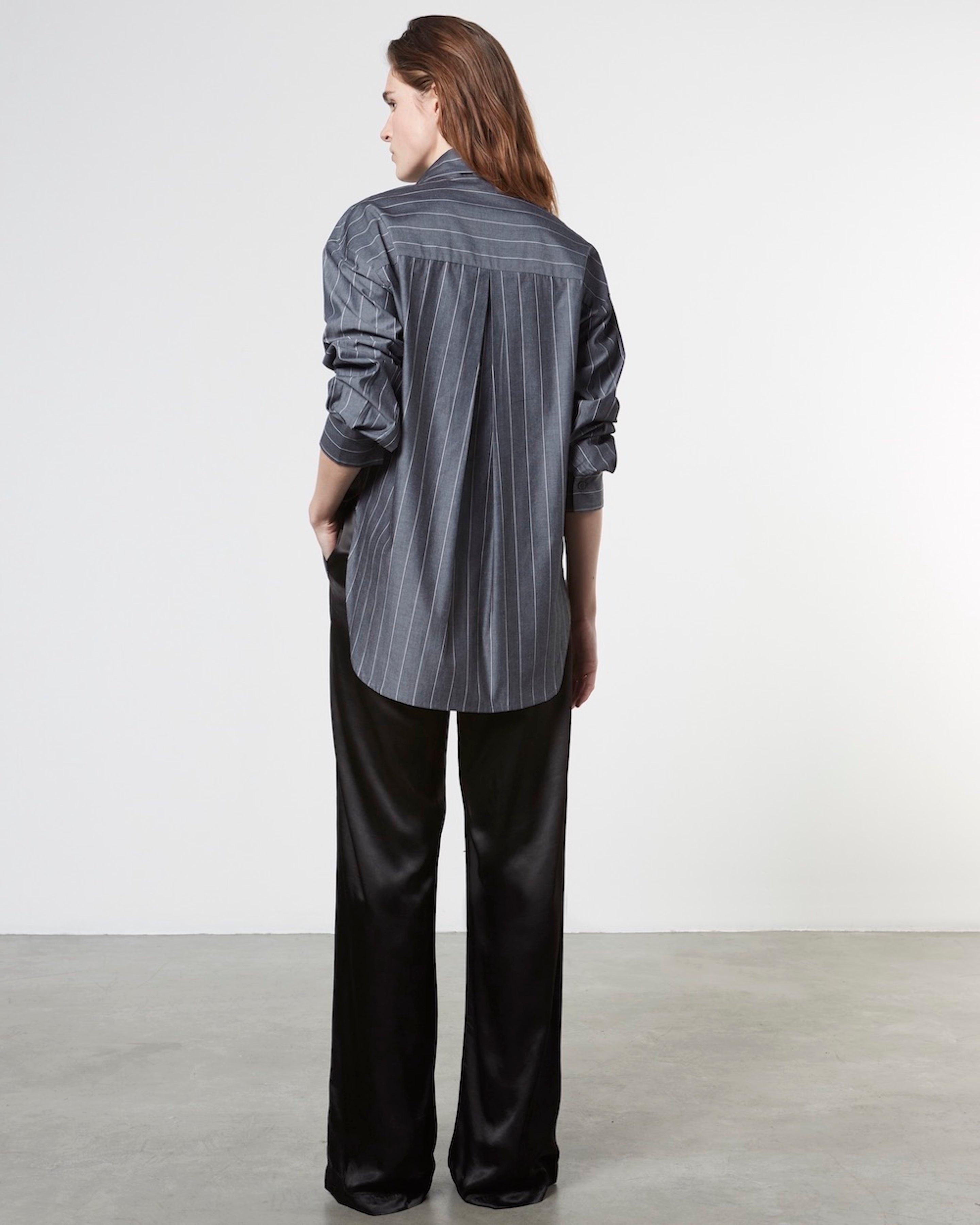 Cotton Shirt | Charcoal Pinstripe back