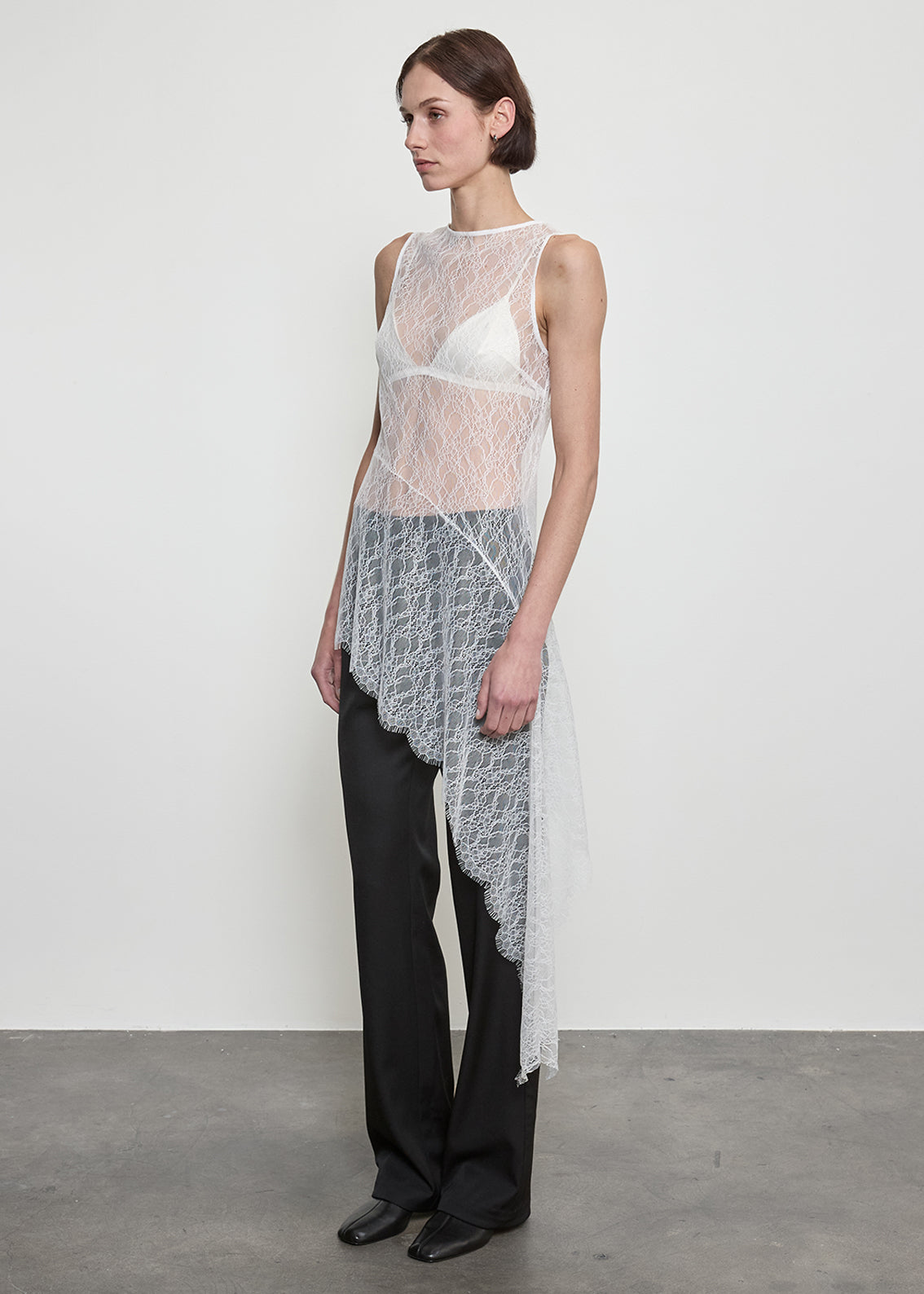 Sheer Lace Cascade Top | Off White