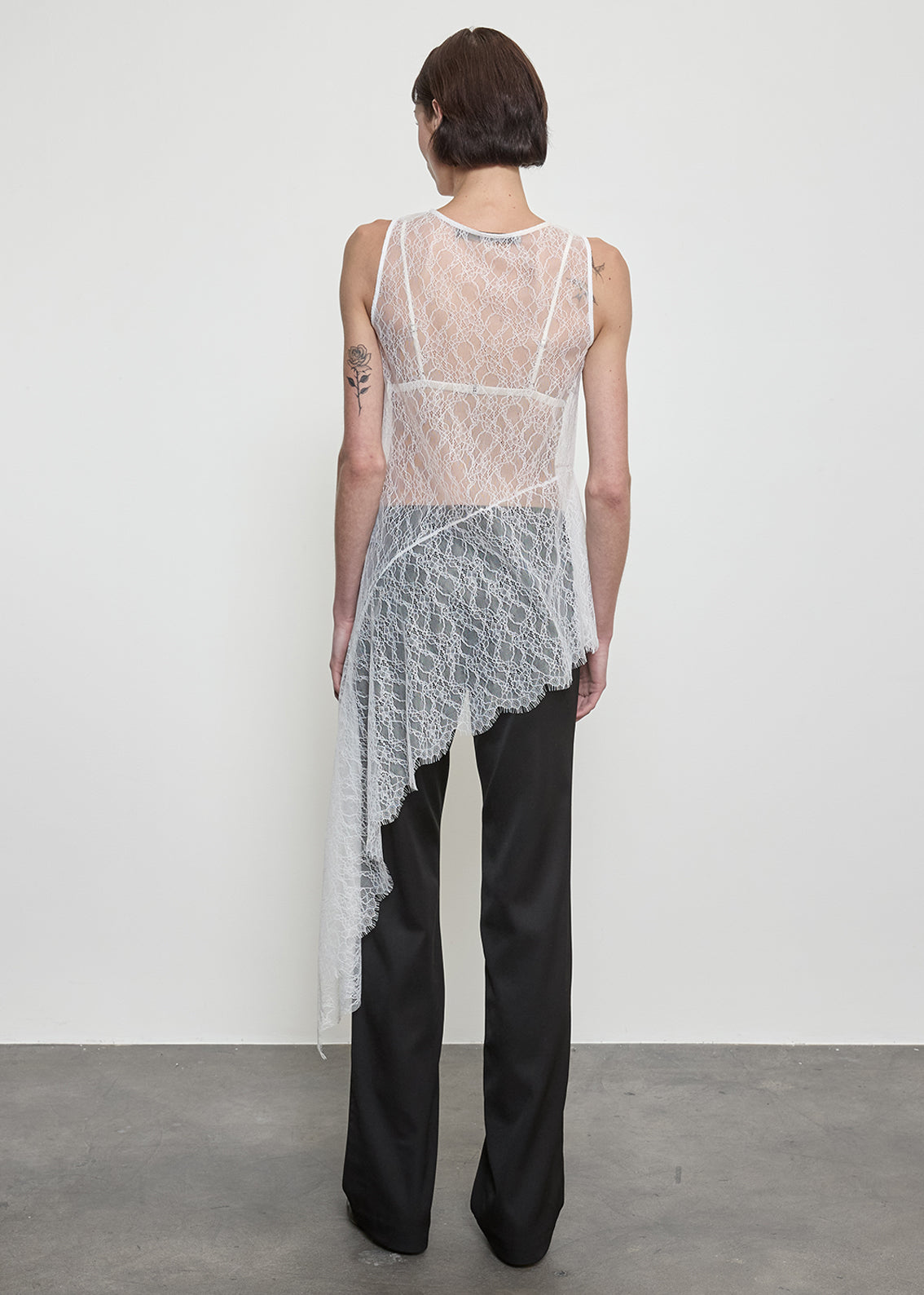 Sheer Lace Cascade Top | Off White