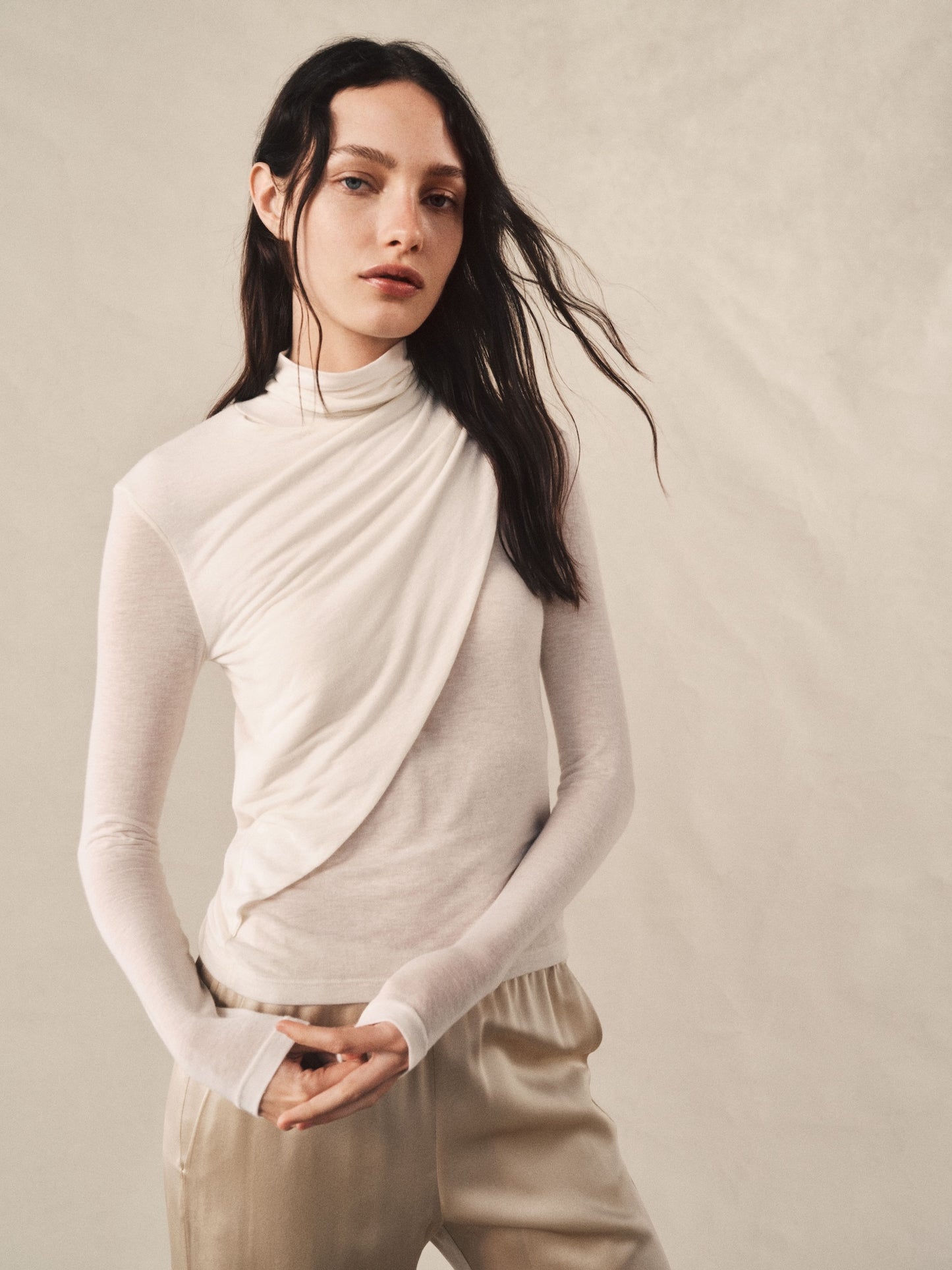 Sheer Cashmere Jersey Bandana Turtleneck | Off White