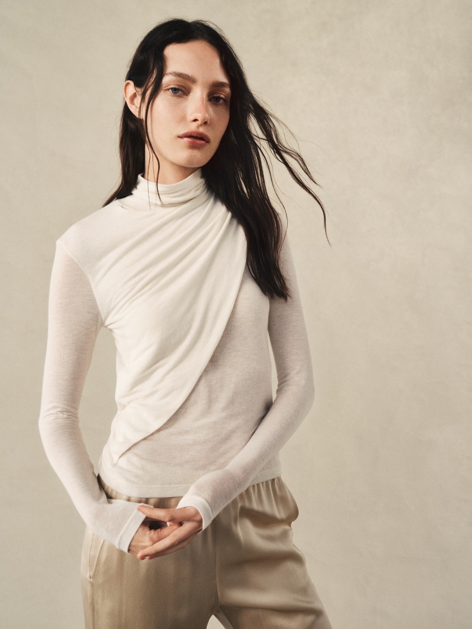 Sheer Cashmere Jersey Bandana Turtleneck | Off White