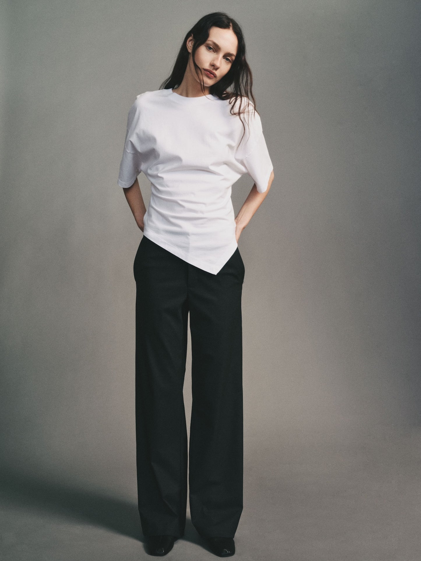 Supima Structured Jersey Asymm Tee | White