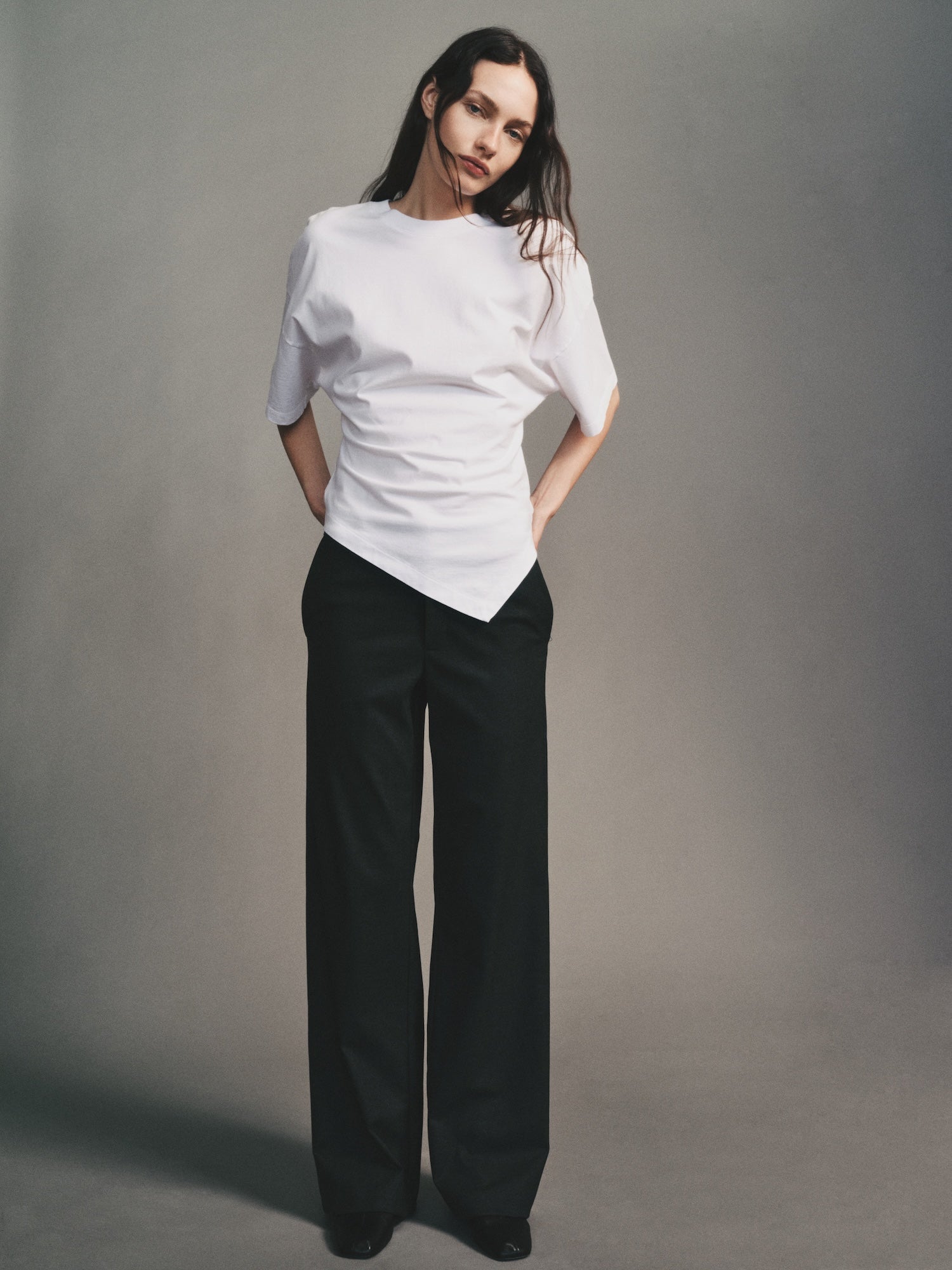 Supima Structured Jersey Asymm Tee | White