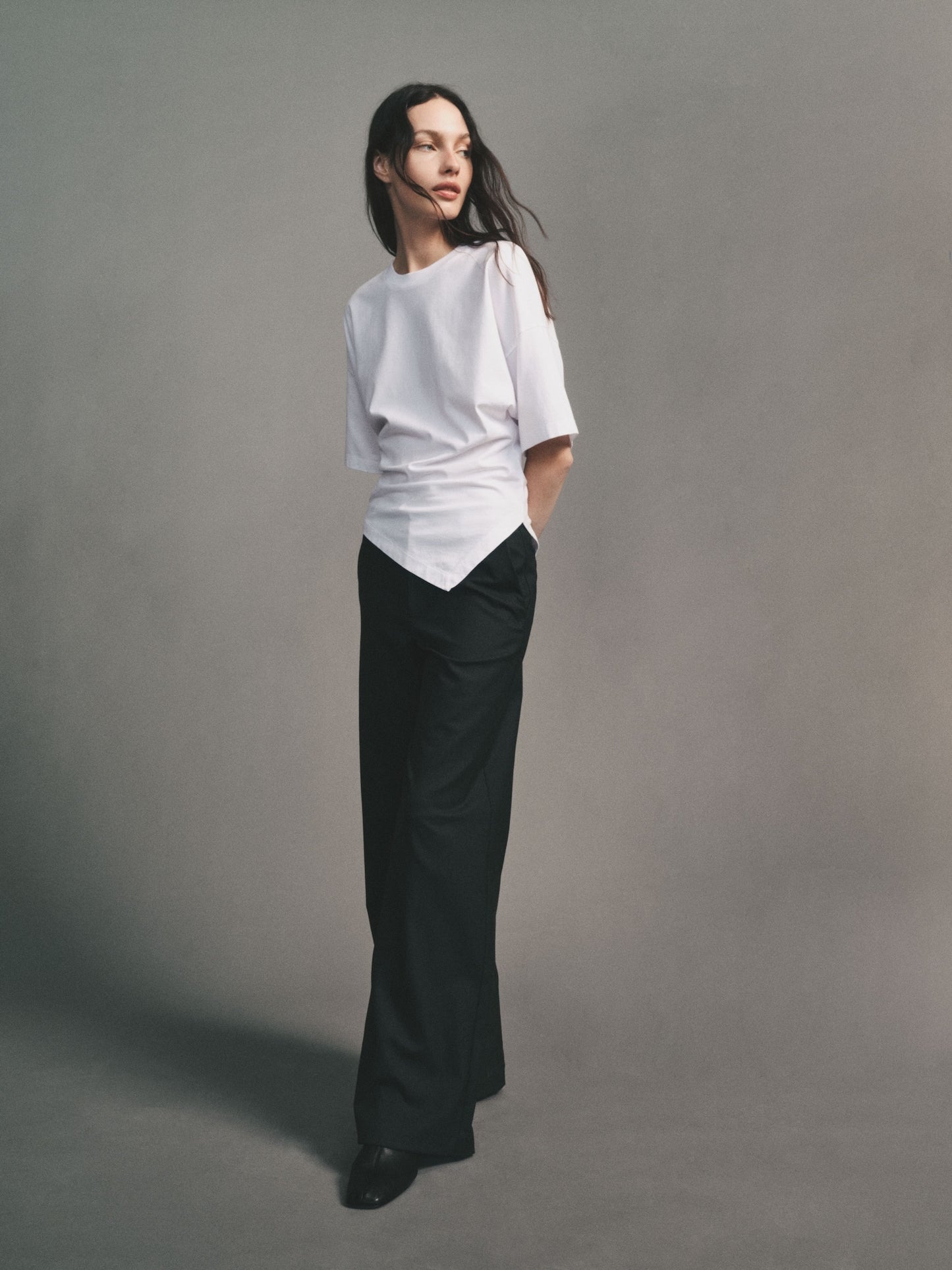 Supima Structured Jersey Asymm Tee | White