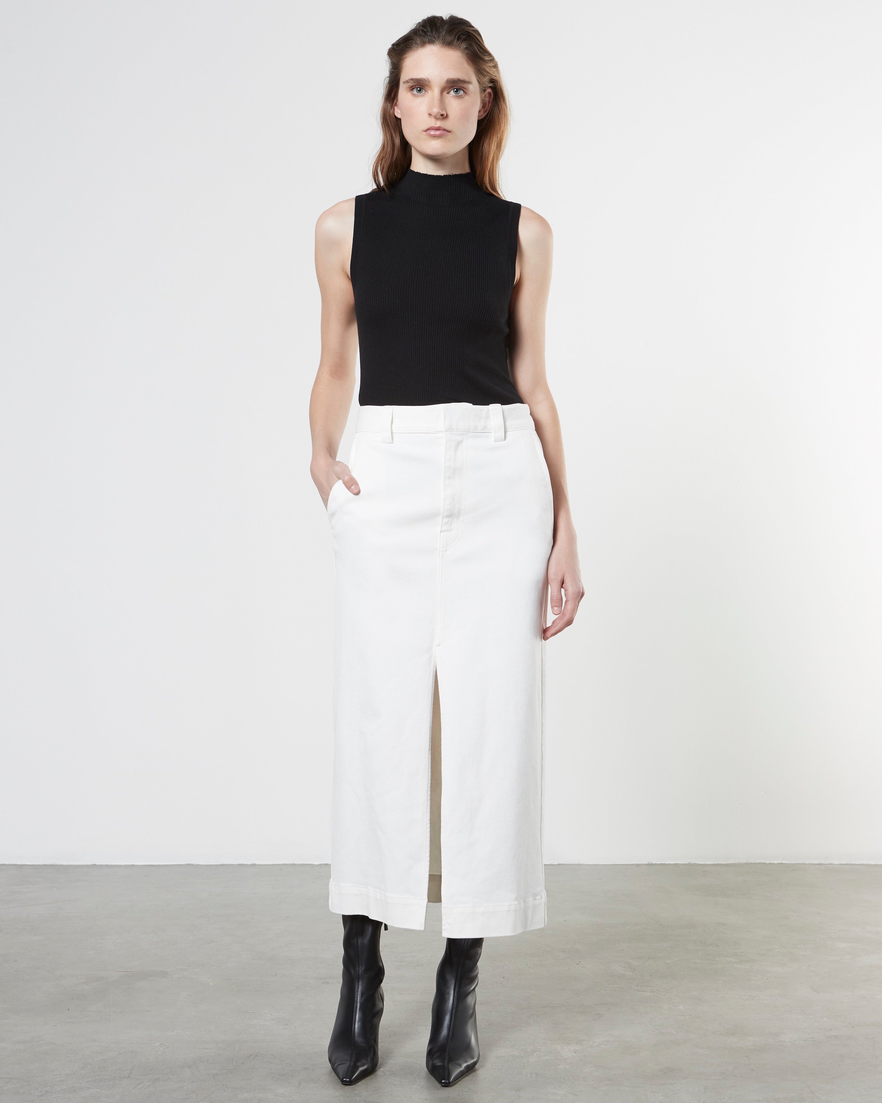 Soft Touch Slit Skirt | Undyed