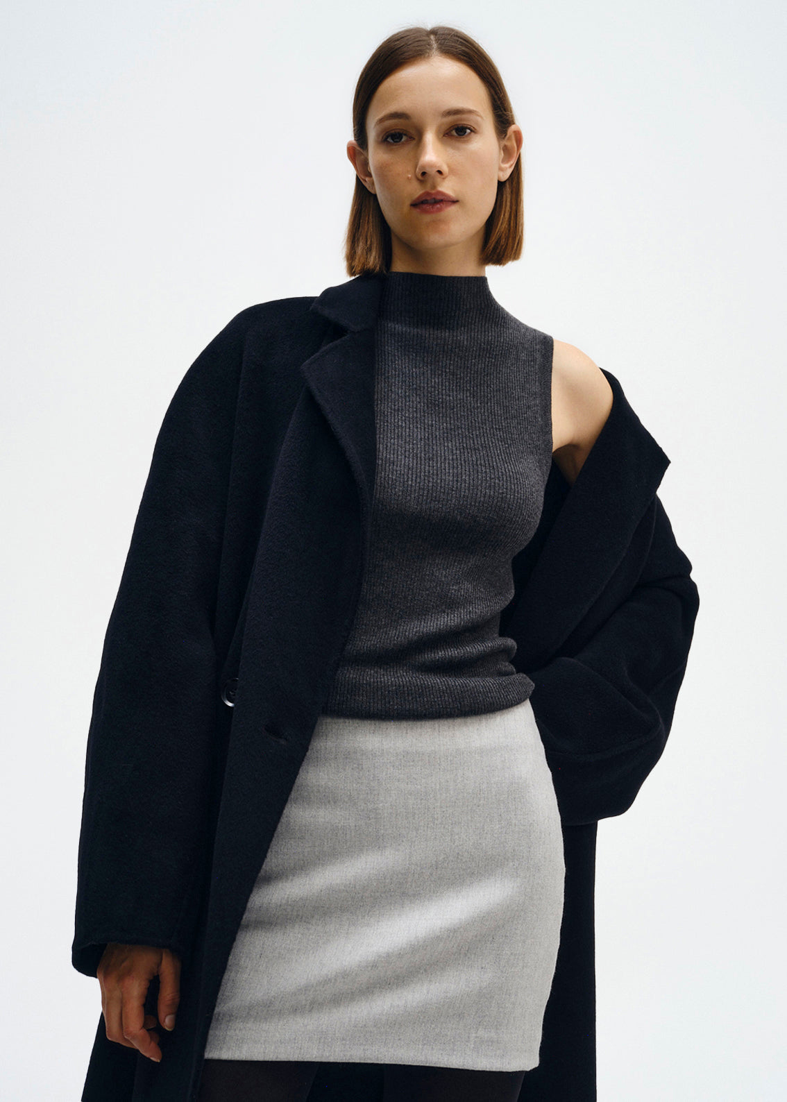 Silk Sweater Layering Mockneck | Heather Charcoal