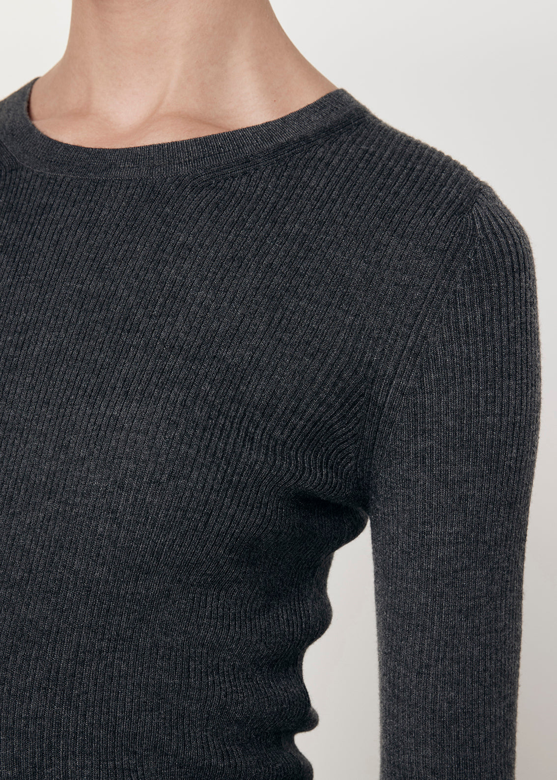 Silk Sweater Knit L/S Crew | Heather Charcoal