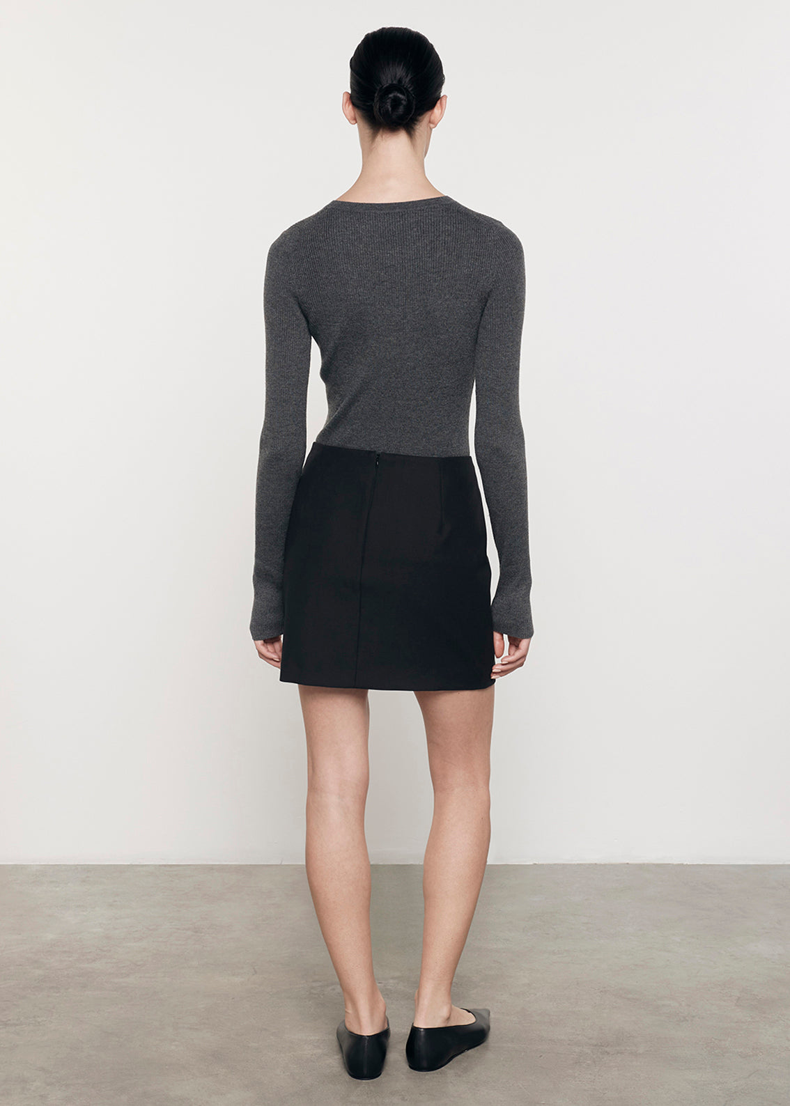 Silk Sweater Knit L/S Crew | Heather Charcoal