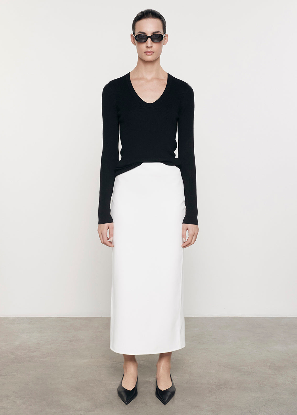 Ankle Length Leather Skirt | Off White