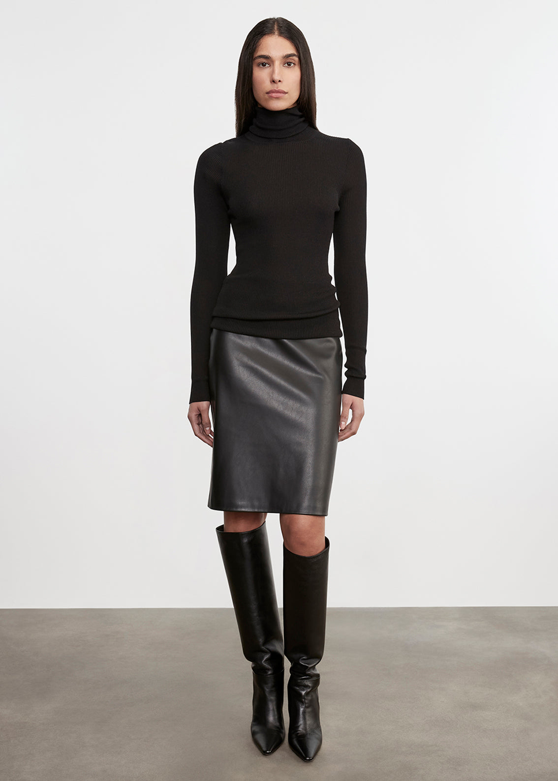 Silk Sweater Layering Turtleneck | Black