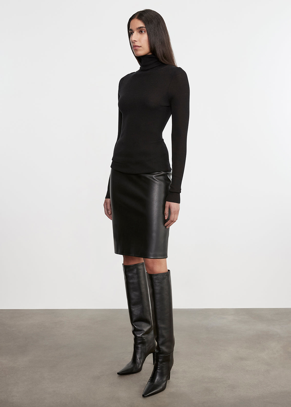 Silk Sweater Layering Turtleneck | Black