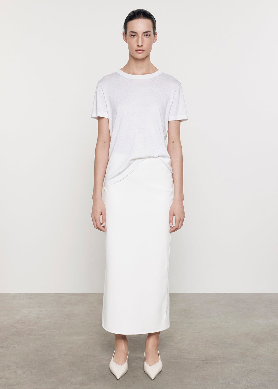 Ankle Length Leather Skirt | Off White