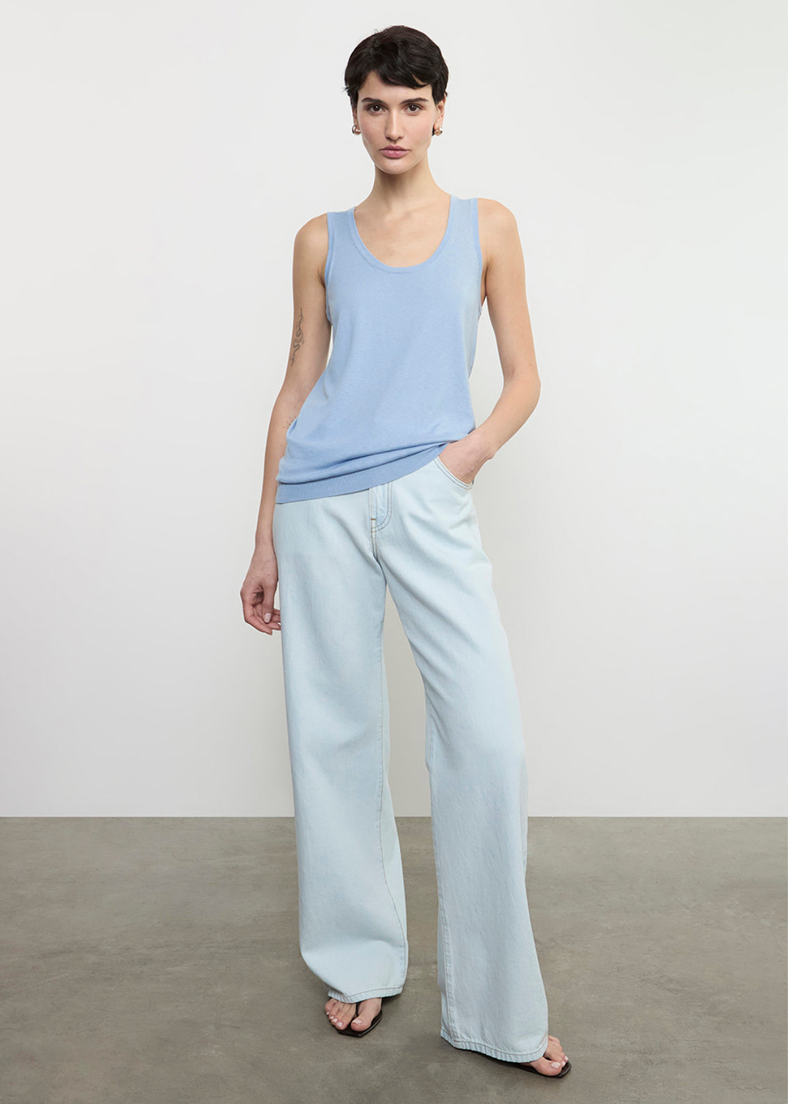 Silk Knit Tank | Sky