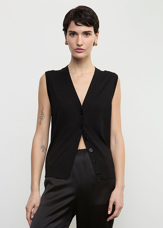 Silk Knit Vest | Black
