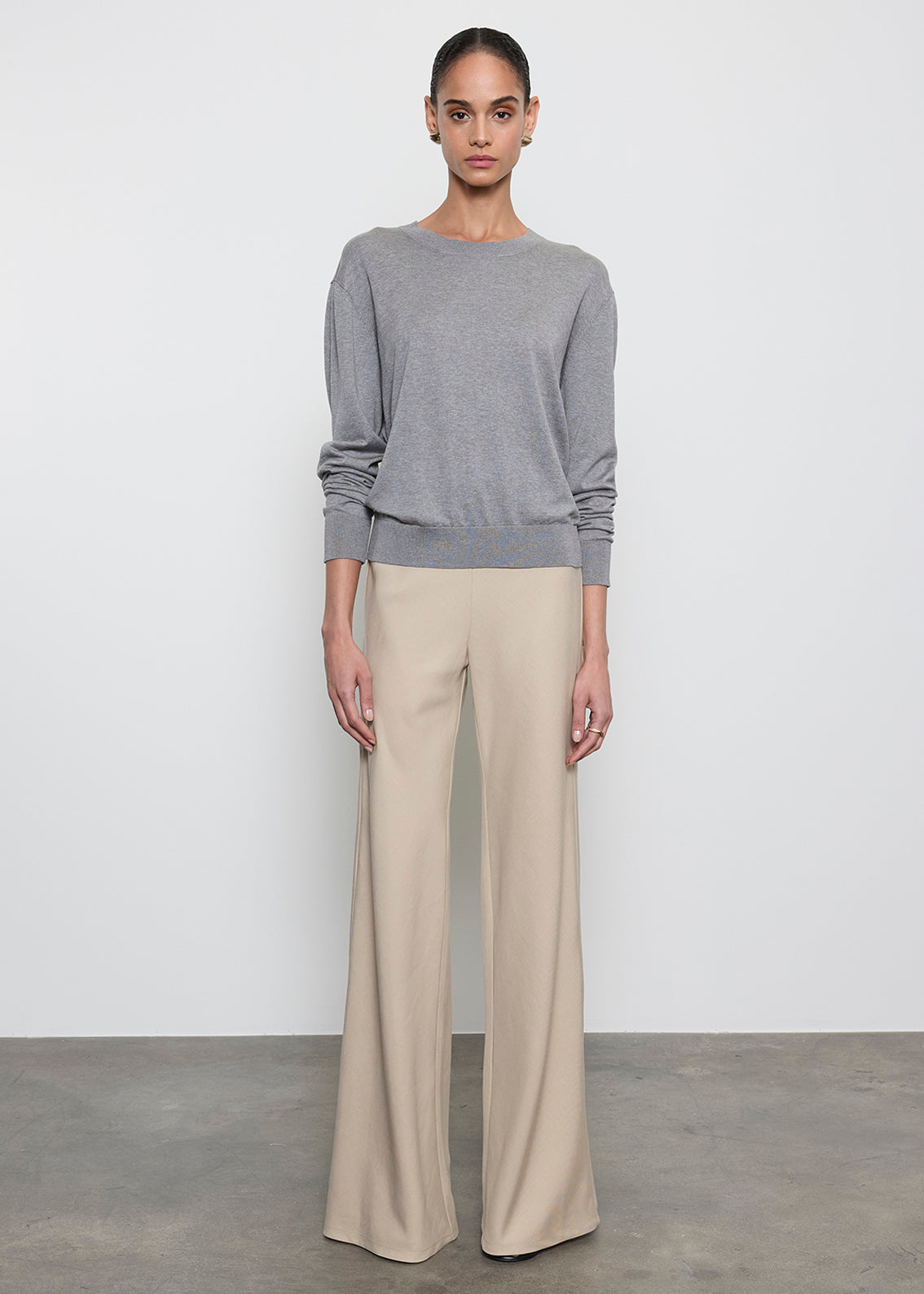 Silk Knit Crew | Heather Grey