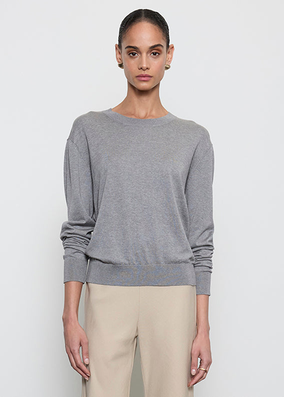 Silk Knit Crew | Heather Grey