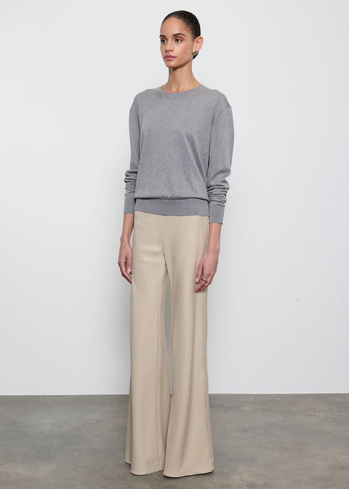 Silk Knit Crew | Heather Grey