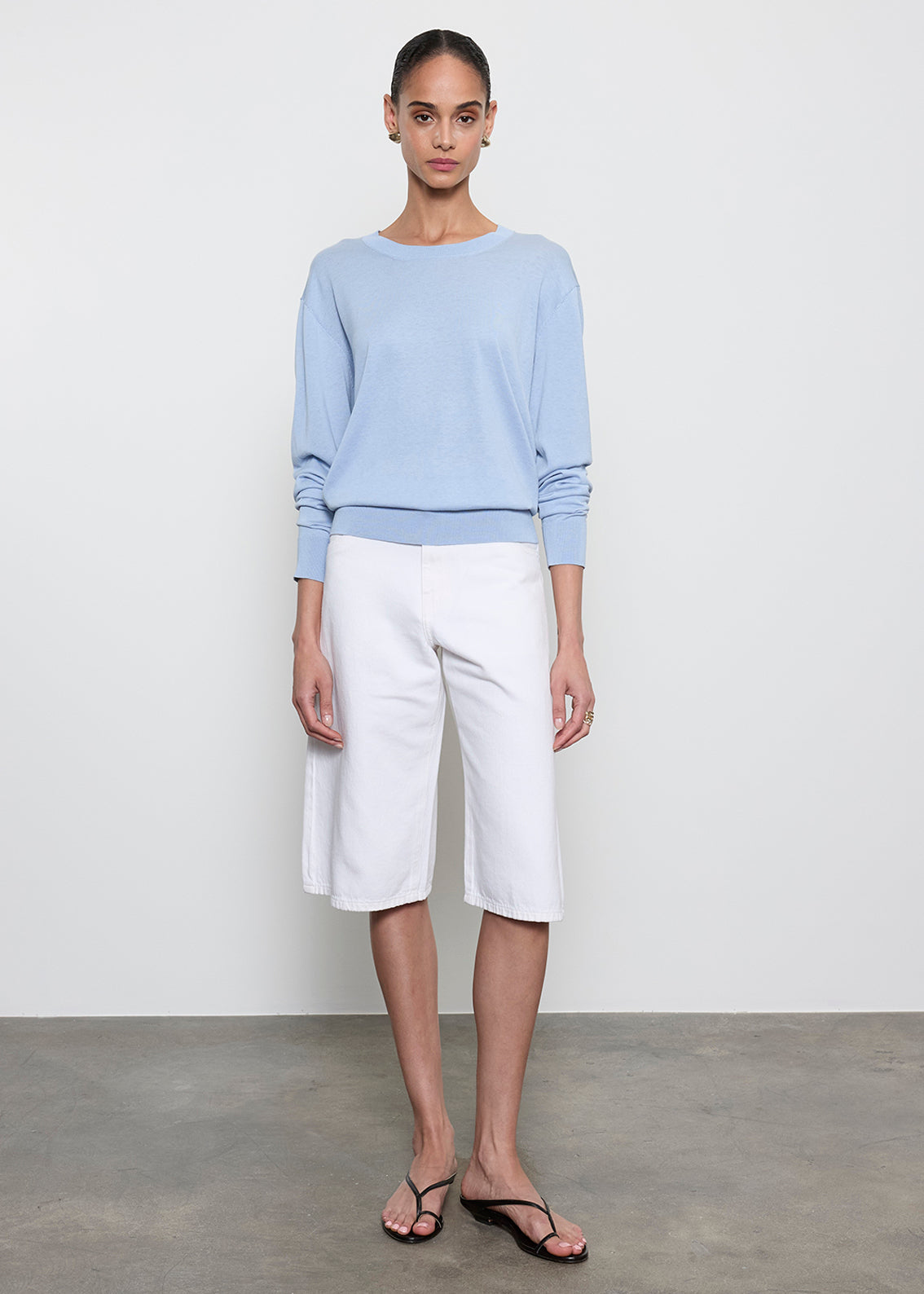 Silk Knit Crew | Pale Blue