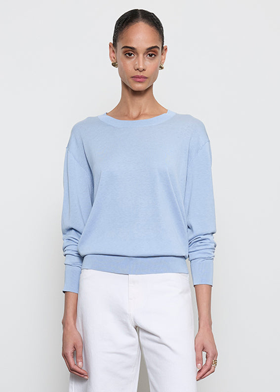 Silk Knit Crew | Pale Blue