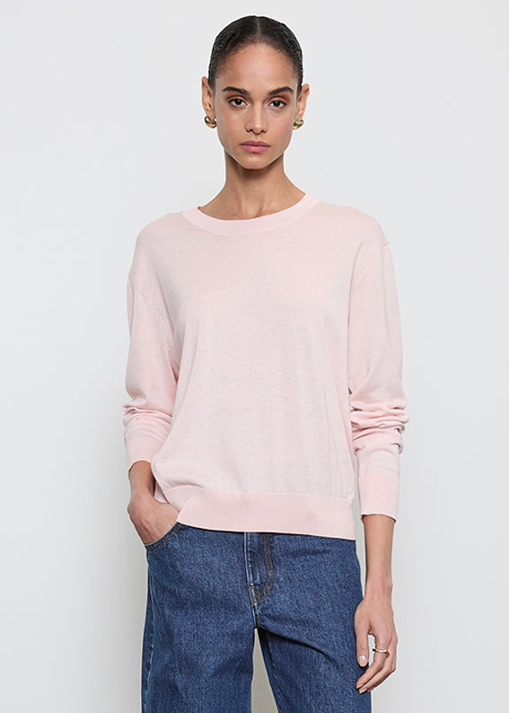 Silk Knit Crew | Pale Pink