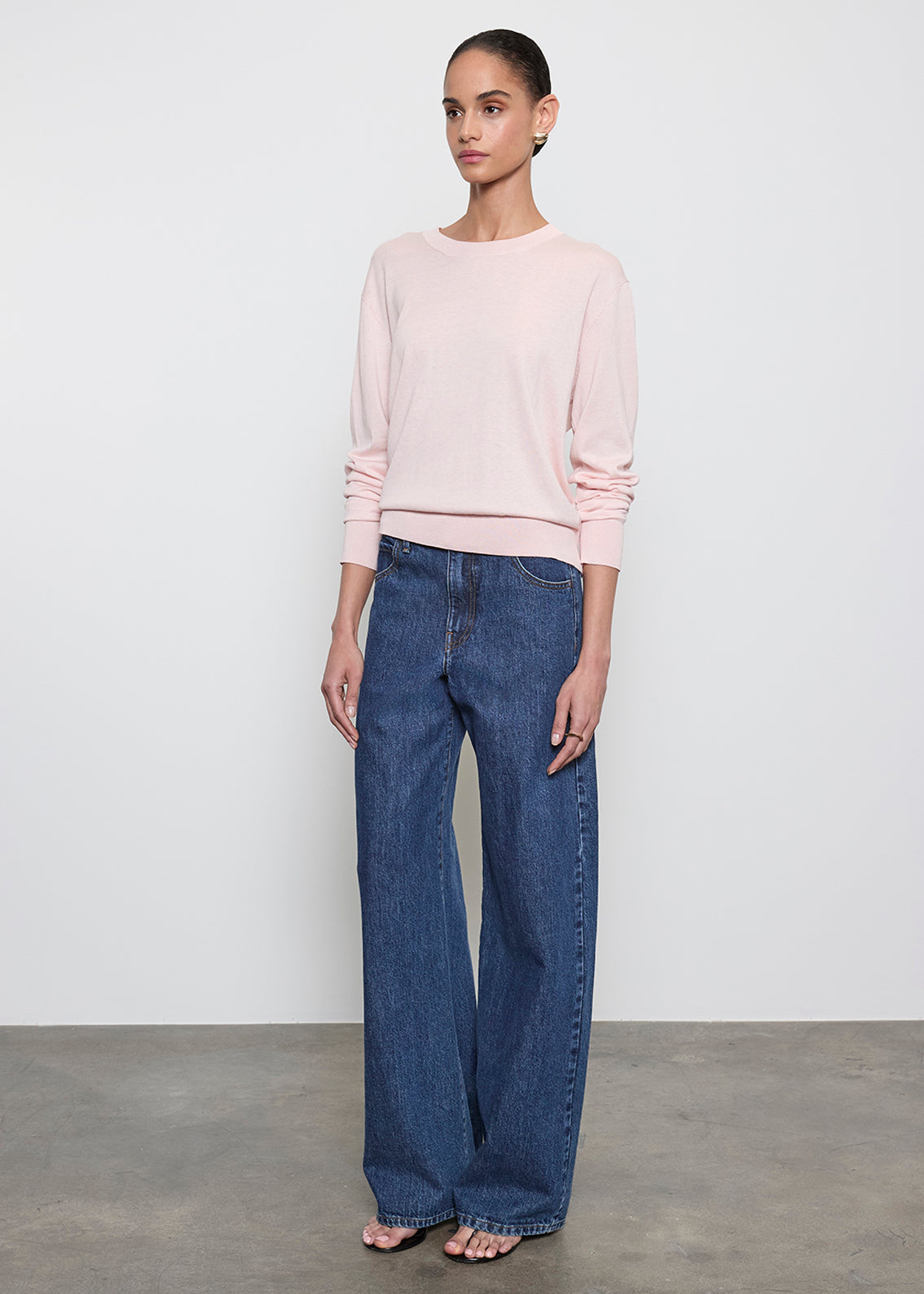 Silk Knit Crew | Pale Pink