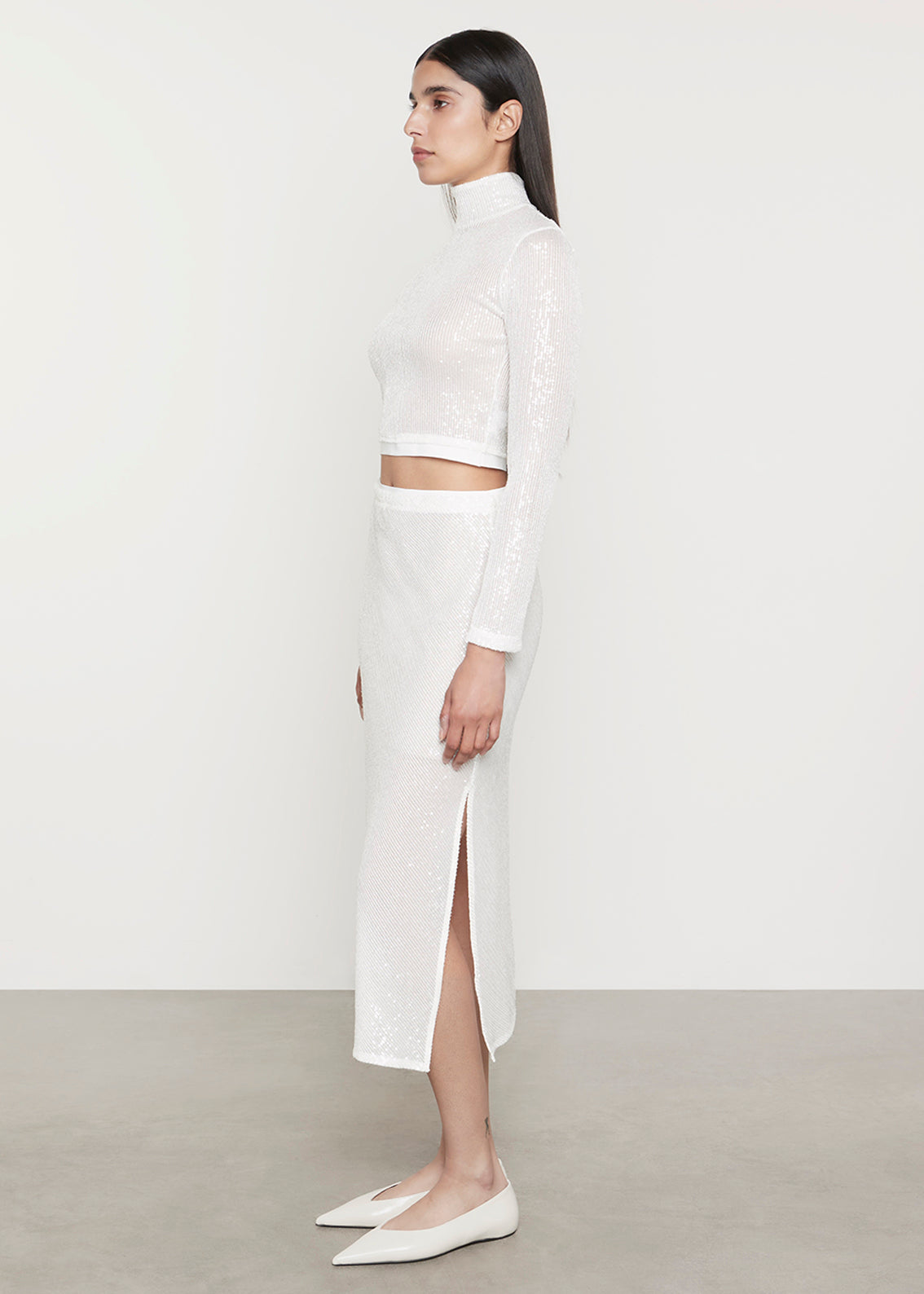 Enza Costa Sequin Skirt White Side