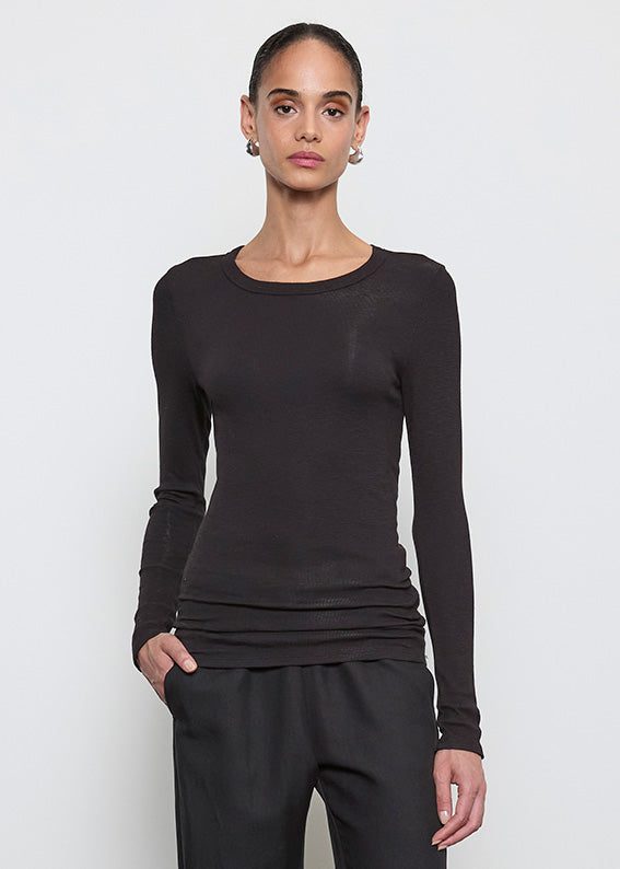 Silk Rib L/S Crew | Black