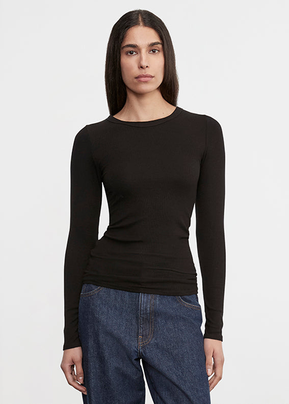 Silk Rib L/S Crew | Black
